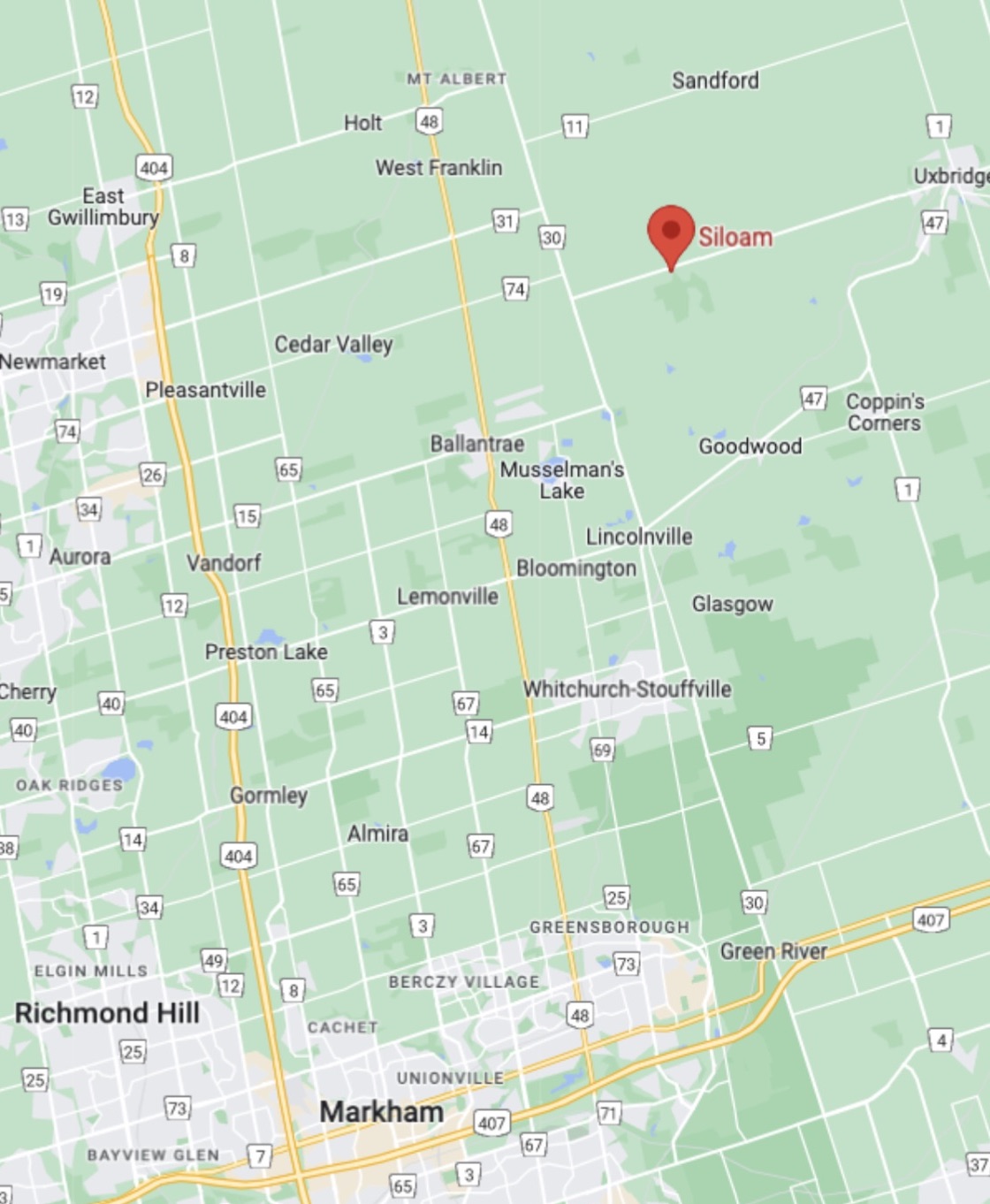 Map to Siloam, Ontario